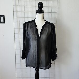 Jennifer Lopez Black Sexy Sheer Blouse - Large